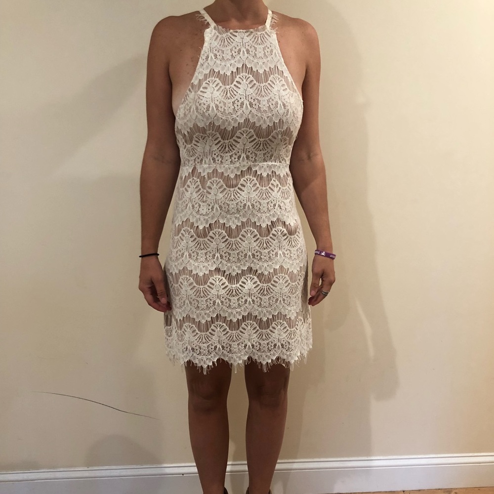 White body on lace dress